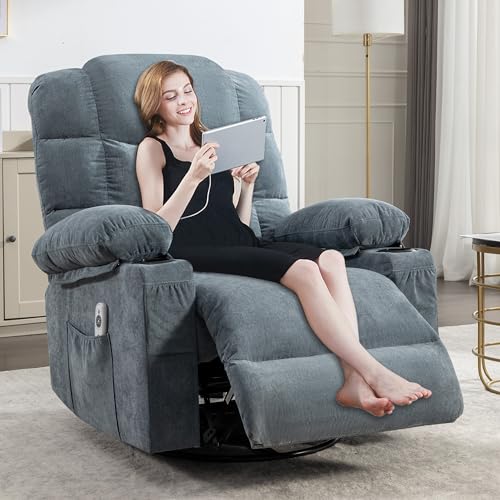 Recliner Chair Electric Recliner Chairs Home Theater Seating with Lumbar Support Glider Recliner Nursery Chair with Cup Holders Fabric Massage Chair Recliner with Heat (Brown)