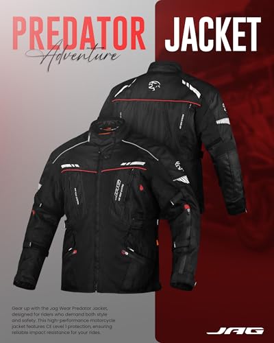 JAG Touring Motorcycle Jacket for Men, Dual Sports Water Resistant Adventure Riding Jacket with Cordura Fabric & CE Armor