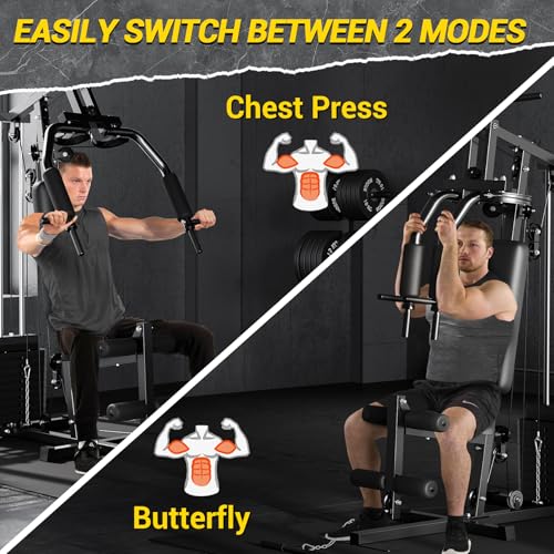 Home Gym Machine System with 100LBS Weight Stack, Multifunctional Weight Machine, Full Body Workout Station Exercise Equipment, All in One Home Gym with Pulley System for Strength Training