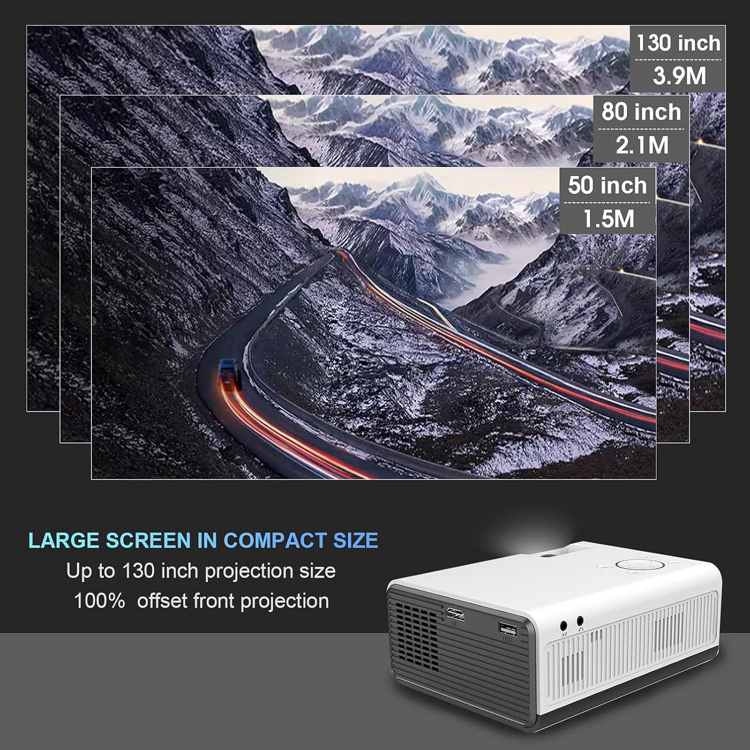 Mini Projector, ENUOSUMA Portable Projector, Supported Full HD 1080P Home Theater Projector, Movie Projector with HDMI USB Audio AV Interfaces and Remote Control Pack of 2