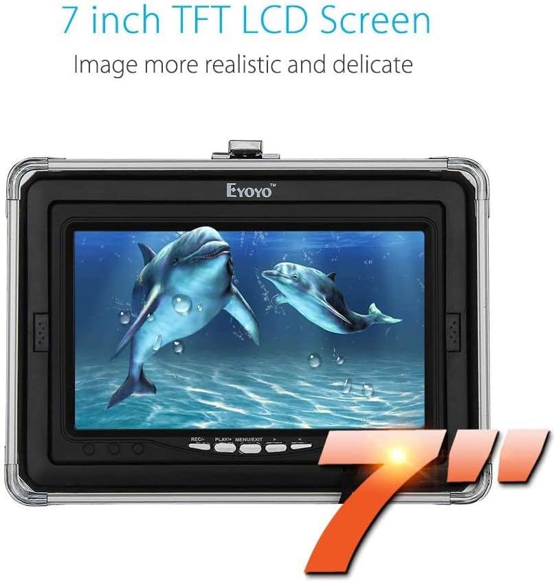 Eyoyo Fishing Camera Video Fish Finder 7 inch LCD Monitor 1000TVL Camera 12pcs IR Lights DVR+8GB with 30m Cable for Ice Lake Boat Fishing
