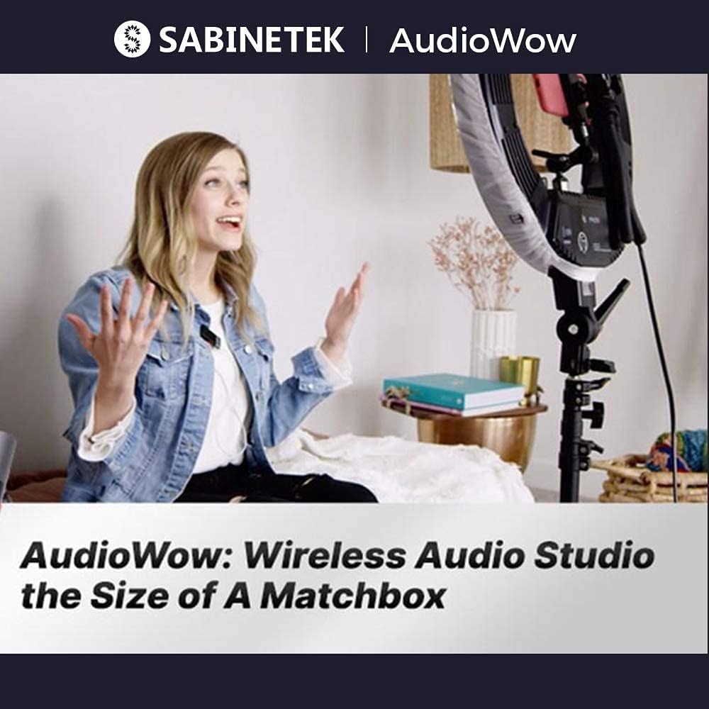 SabineTek AudioWo -Bluetooth Microphone Wireless Lapel Mic, Compact Wireless Clip -on Microphone,Bluetooth Lavalier Microphone for Smart Phone, Recording Video Vlogger, Sound Mixer,Remix Mic