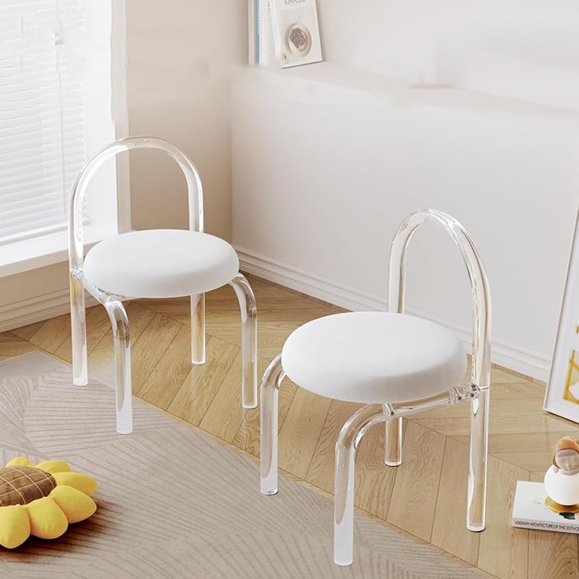Acrylic Transparent Modern Chair Transparent Fluid Style, Casual Light Luxury Dining Chair, Bedroom Makeup Chair, Weight Capacity 330 Lb,Grey
