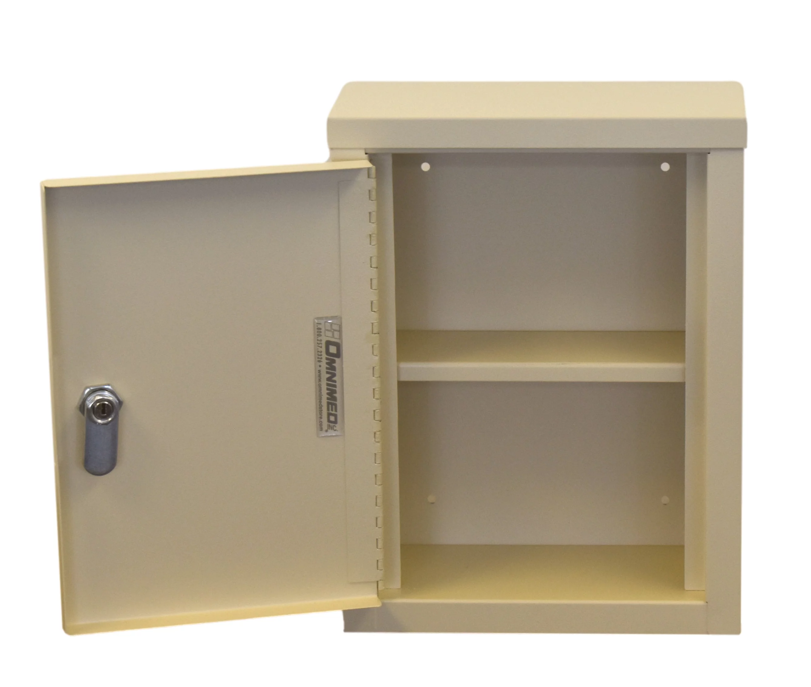 Omnimed Painted Steel Mini Wall Storage Cabinet W Combo Lock In Beige (12"H X 9"W X 4"D)