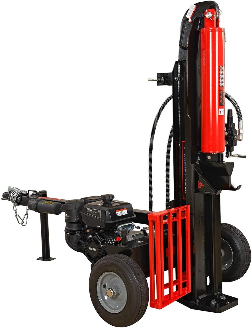 XtremepowerUS 65068 Dual Position Log Splitter w/Catcher Gas 196cc 25-Ton Hydraulic Wood Firewood Cutter Machine