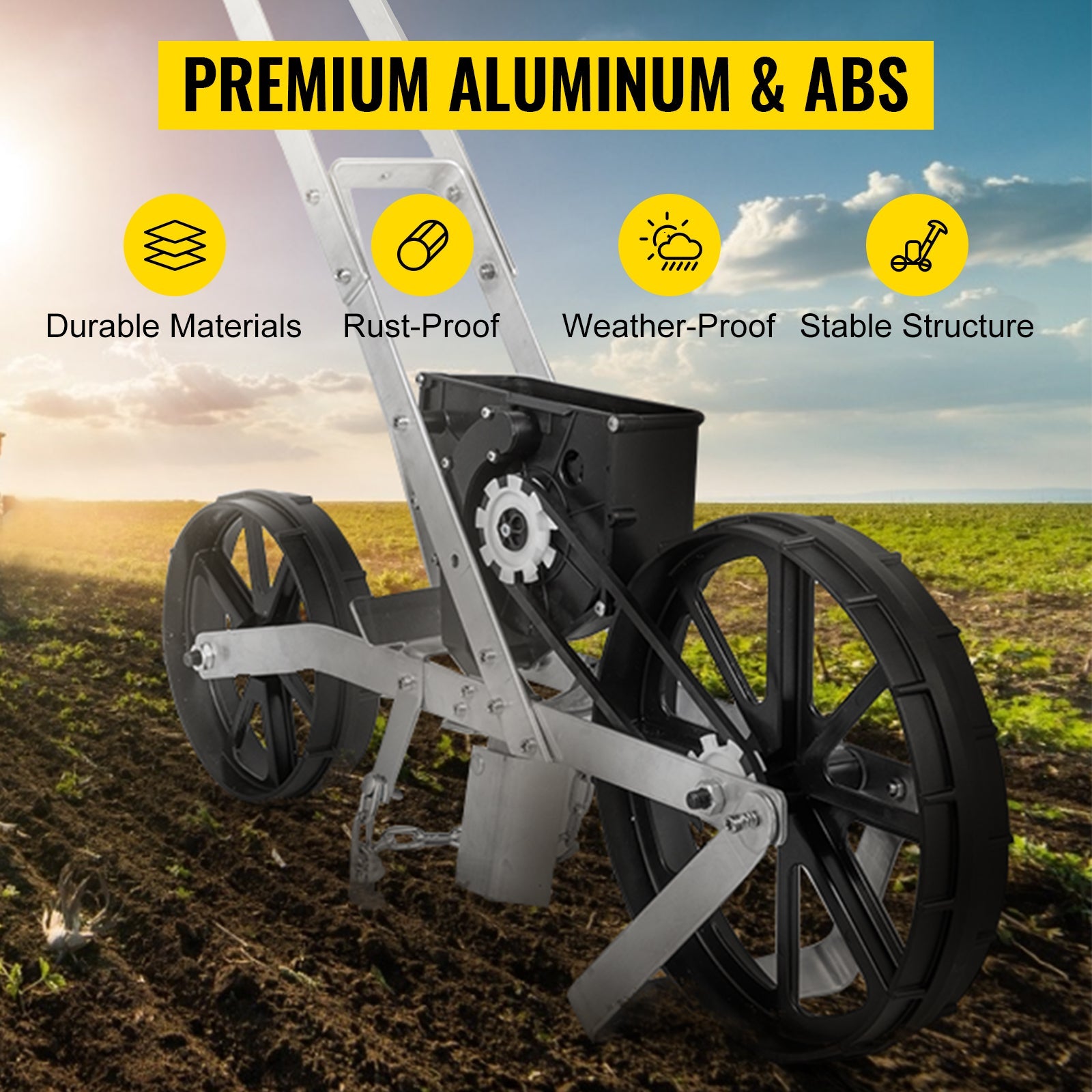 Premium Garden Seeder Row Seed Planter W/ 6 Seed Plates Lawn Spreader