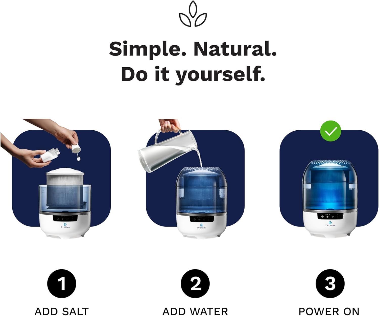 Mini Water Air Purifier for Home & Hypochlorous Acid Generator Combo, Cleaning Supplies & Disinfectant HOCL Generator, Air Purifier Odor Eliminator Smoke Pets Mildew for Home Large Room