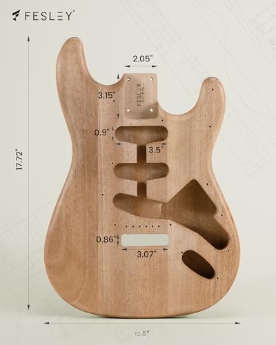 Fesley DIY LP Style Electric Guitar with Mahogany Wood Body/Neck, 6 String, Techwood Fretboard, H-H Pickups, Flamed Maple Veneer Top, Build Your Own Guitar Kit - Natural