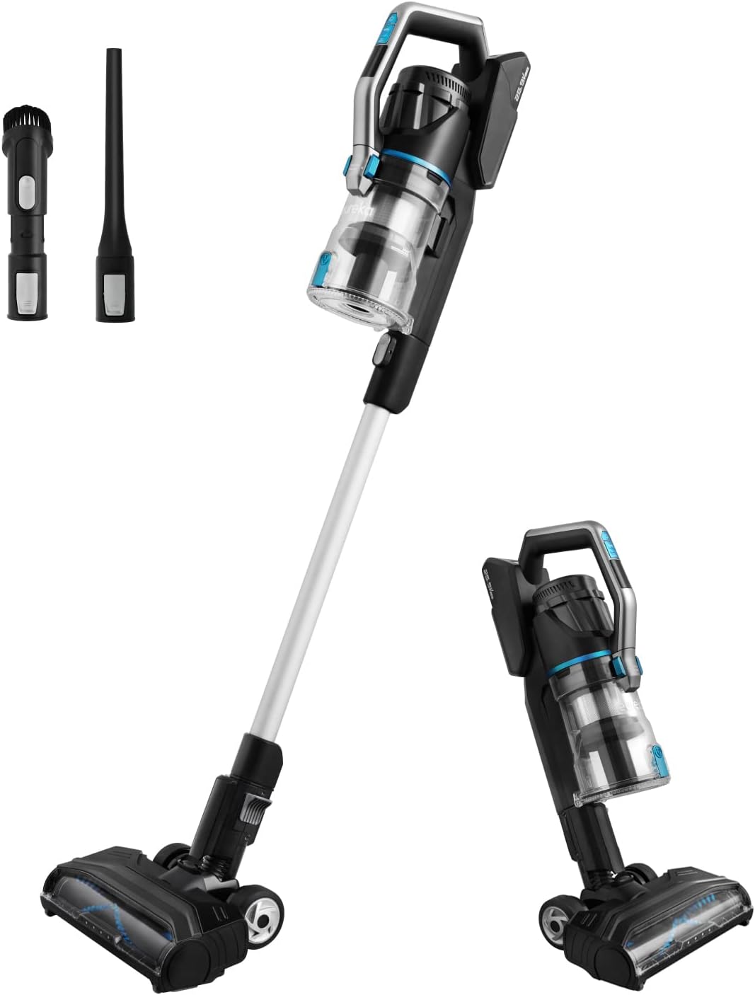 Eureka RapidClean Pro Lightweight Cordless Vacuum Cleaner, High Efficiency Powerful Digital Motor LED Headlights, Convenient Stick and Handheld Vac, Essential, White