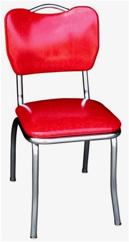Handle Back Diner Chair with 1" Pulled Seat Cracked Ice Red