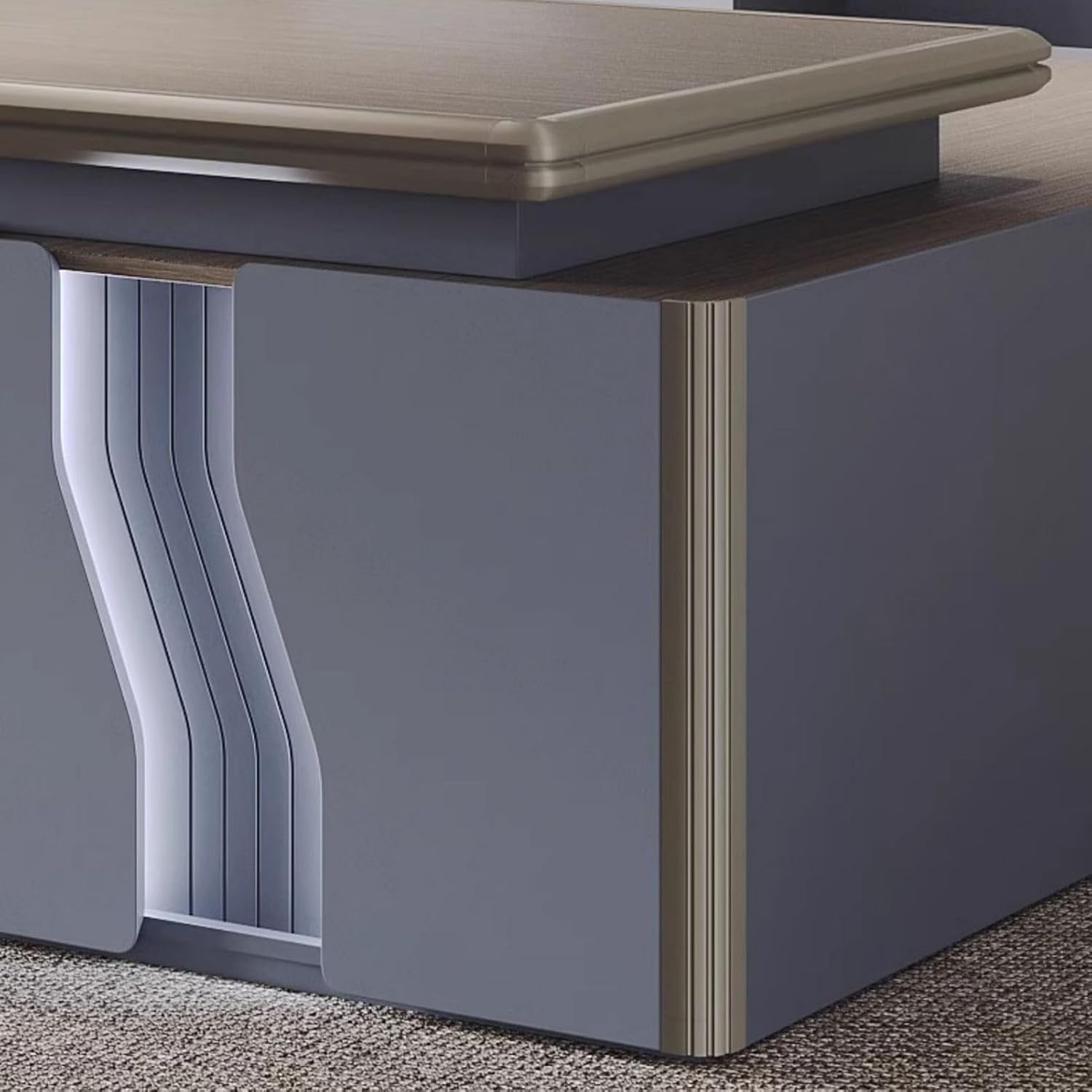 L Shaped Computer Desk with Drawers Cabinet, Modern Large Executive Office Desk Business Furniture Set Workstation for Home Office with USB Power Outlet Storage Cabine