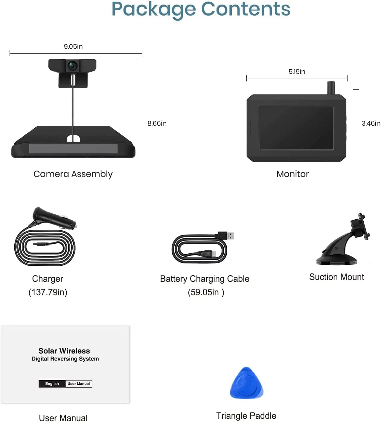BOSCAM SunGo Pro Solar Wireless Backup Camera for Most Vehicle, DIY No Wiring No Drilling Install with Digital Wireless Night Vision Rear View Camera