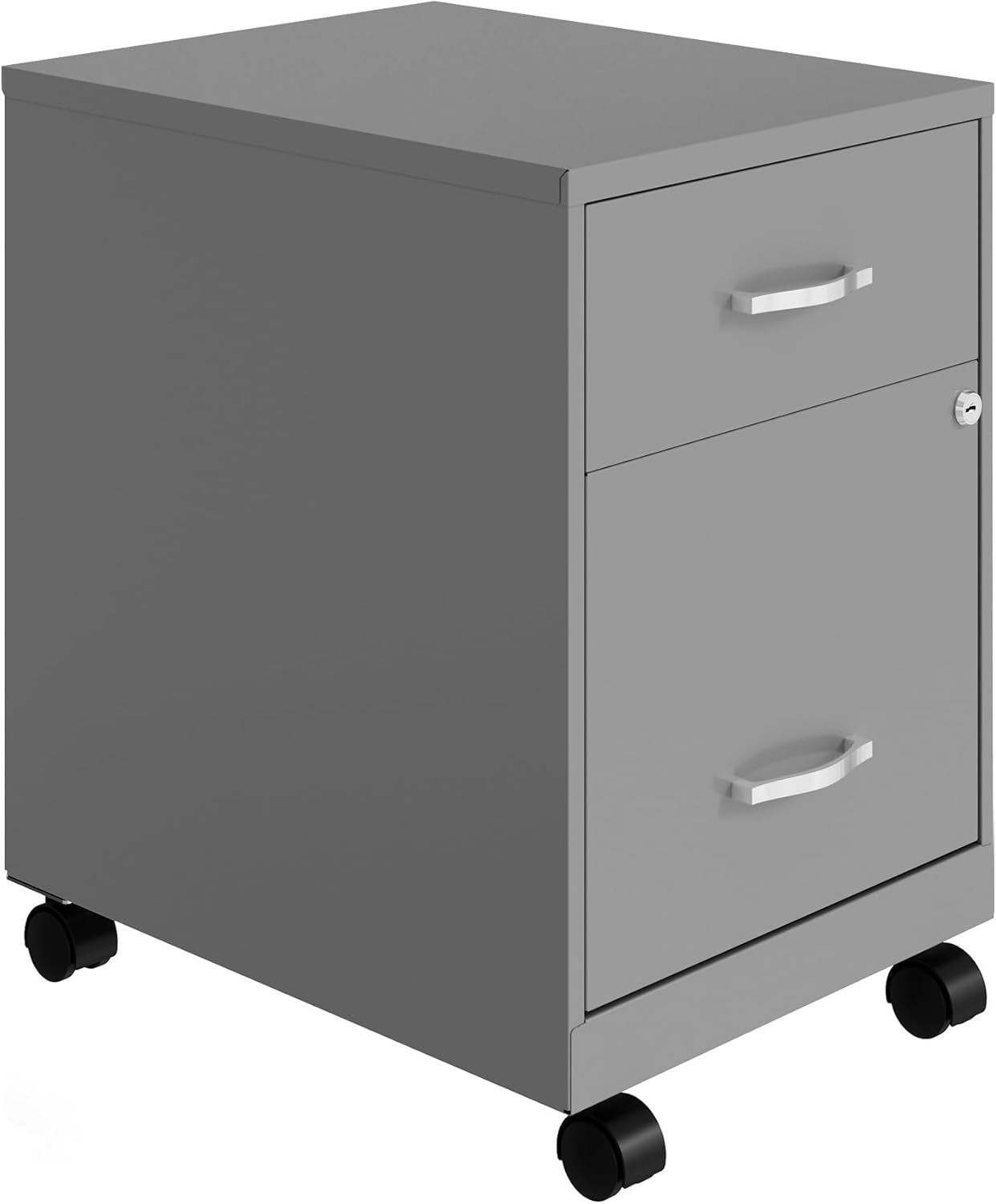 Space Solutions 18" D 2 Drawer Mobile Metal Vertical File Cabinet - Arctic Silver