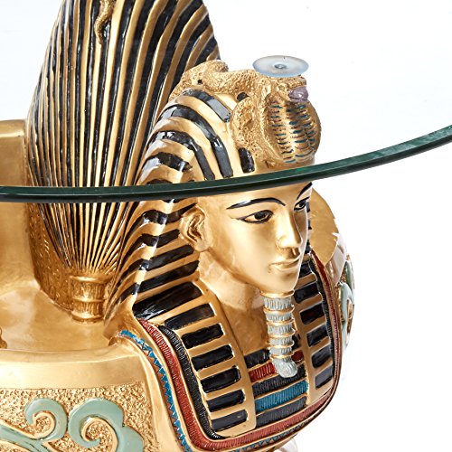 Design Toscano Three Heads of Tutankhamen Egyptian Coffee Cocktail Table, 31 Inch, full color
