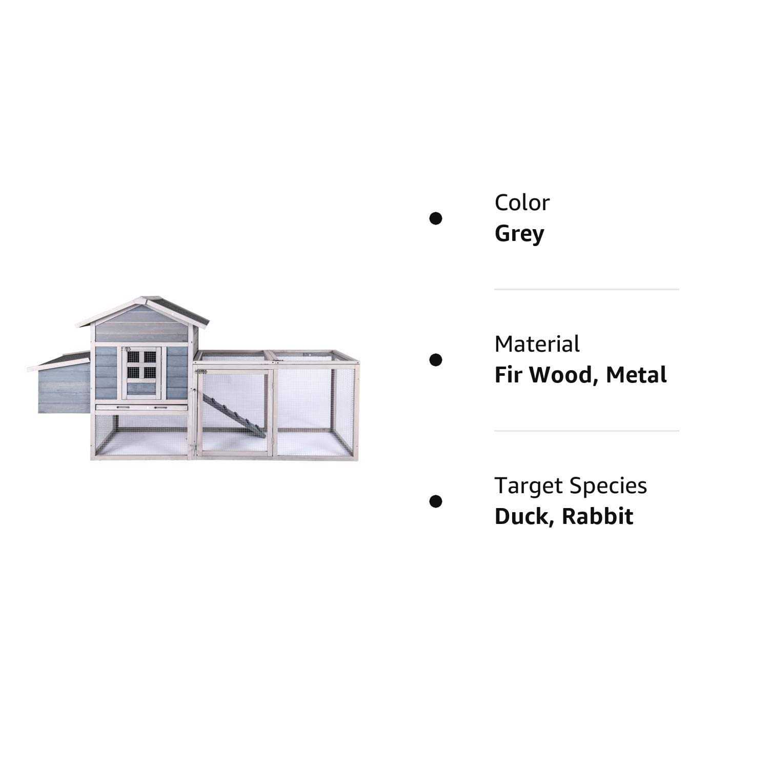 Ecolinear Chicken Coop for 2-4 Chickens House 80 Outoor Wooden Run Cage with Ramps - Pet Supplies online store