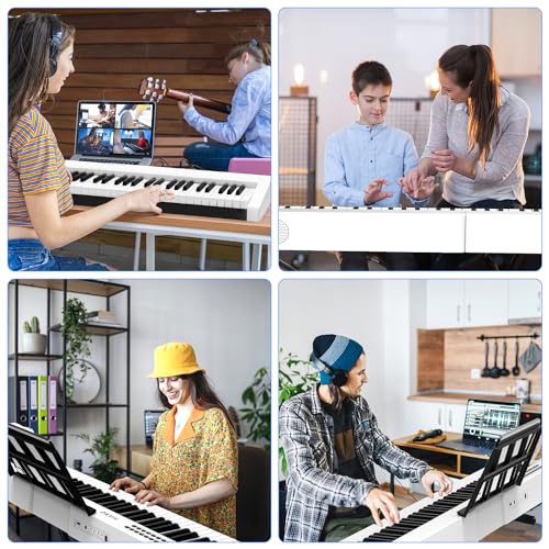 Digital Piano 88 Key Full Size Semi Weighted Electronic Keyboard Piano Set with Stand,Built-In Speakers,Electric Piano Keyboard with Sustain Pedal,Bluetooth,MIDI/USB/MP3 for Beginners Adults