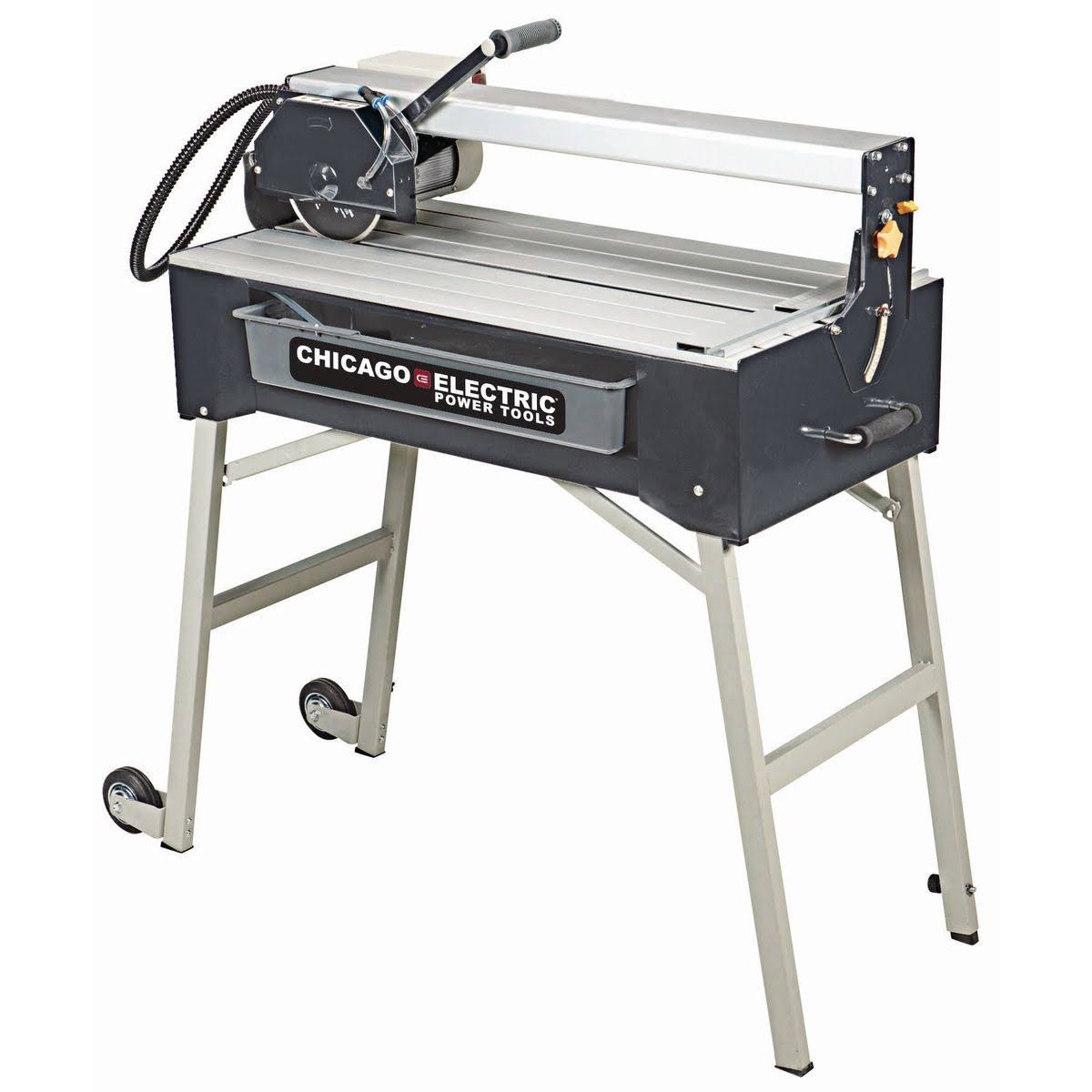 Chicago Electric 7 in. 1.5 HP Bridge Wet Cut Tile Saw with Stand