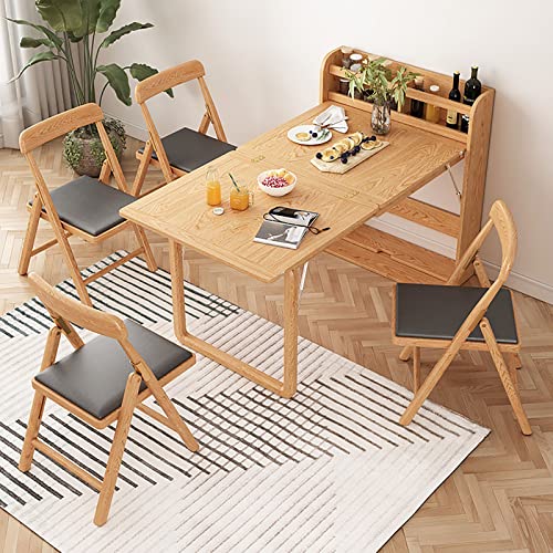 Fold Out Wall Table | Old Style Folding Wall Mounted Table | Dining Foldaway Table for Kitchen | Armoire Desk | Hideaway Desk with Large Storage Space (Color : A)