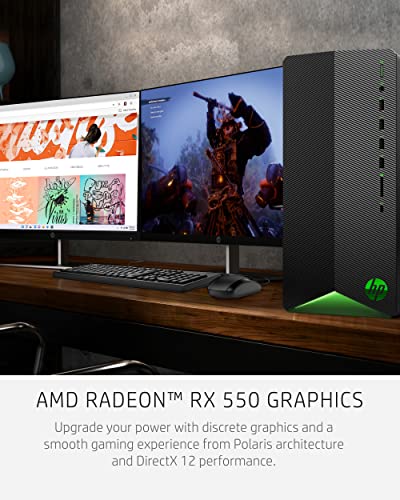 HP Pavilion Gaming Desktop Computer, AMD 6-Core Ryzen 5 5600G Processor(Beat i7-8700, Upto 4.4GHz), AMD Radeon RX5500 4 GB, 8GB RAM, 256GB PCIe NVMe SSD,Mouse and Keyboard, Win 10 Home