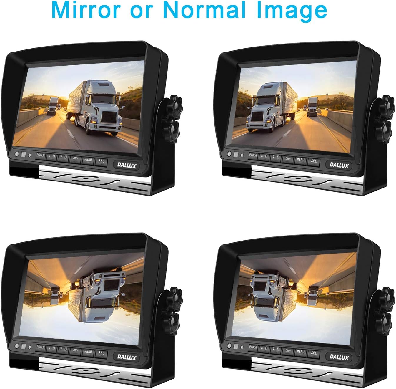 DALLUX Truck Backup Camera kit,HD 1080P Rearview Cab Cam with 7 inch Monitor+ 4 PIN Extension Cable for Bus/Truck/Van/Trailer/ RV/ Camper/ Motor Home/Pickup/Harveste/Heavy Duty Vehicles(12V-24V)