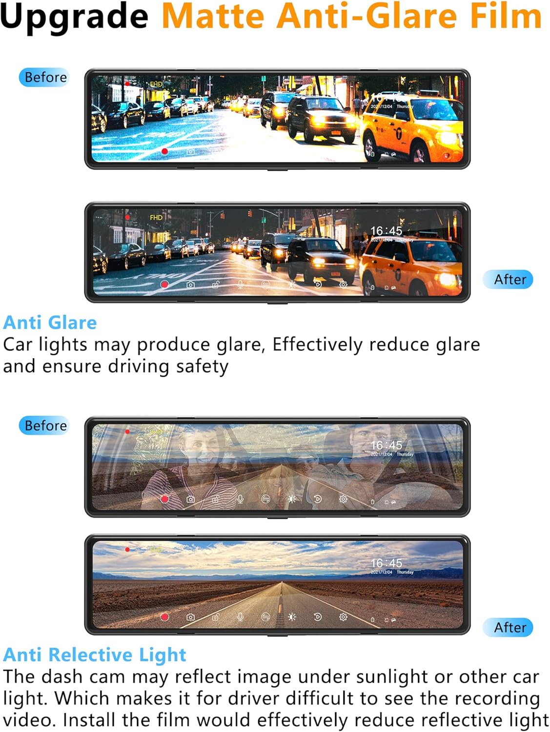 【Newest Detached】 Mirror Dash Cam with Detached Front Camera 11 Rear View Mirror Camera Front and Rear FHD 1080P Waterproof Backup Camera Full Touch Screen for Car with Night Vision,Parking Assist