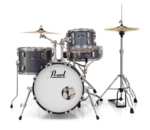 Pearl Roadshow Drum Set 4-Piece Complete Kit with Cymbals and Stands, Charcoal Metallic (RS584C/C706)