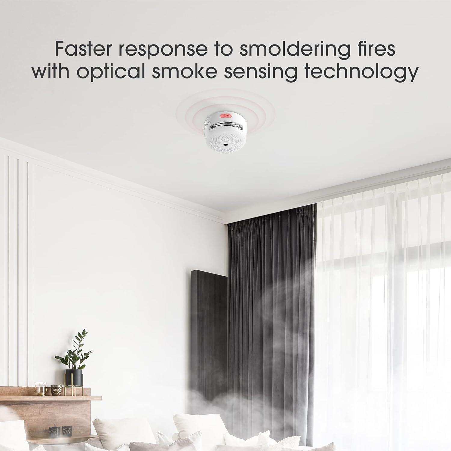 X-Sense Mini Smoke Alarm, 10-Year Battery Fire Alarm Smoke Detector with LED Indicator & Silence Button, XS01, 6-Pack