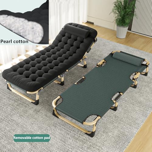 Portable Folding Camping Cot for Adults with Mattress, Rollaway Bed with Pillow Sleeping Cots with 5 Adjustable Positions for Indoor Office Home Nap Outdoor Pool(Blue)