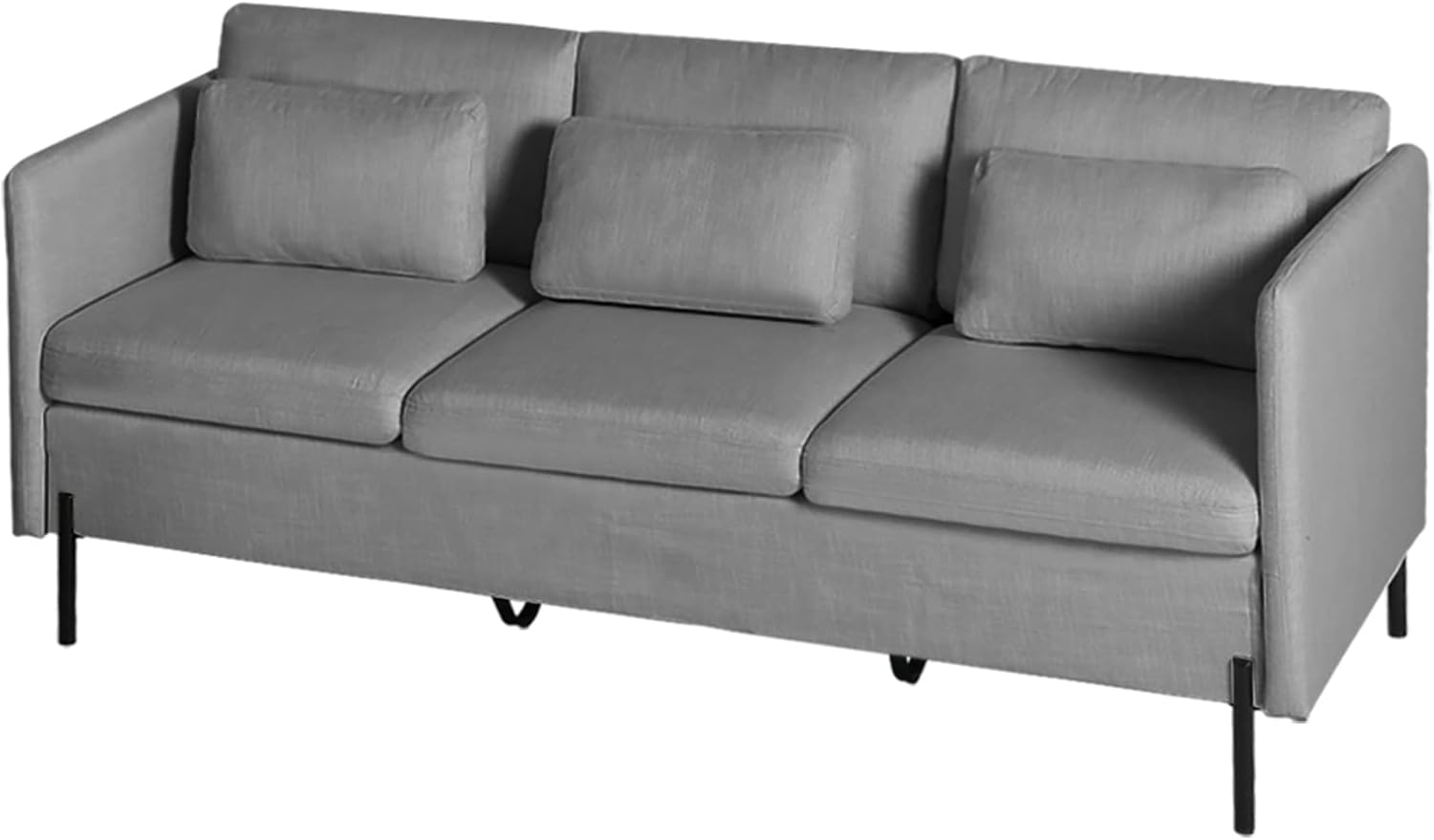 3 PCS Living Room Sofa Set, Modern Upholstered Armchair Loveseat Couches w/Rectangle Pillows, Including 3-Seater Sofa, Loveseat and Sofa Chair, Sectional Sofa Set for Office, Bedroom, Apartment Grey