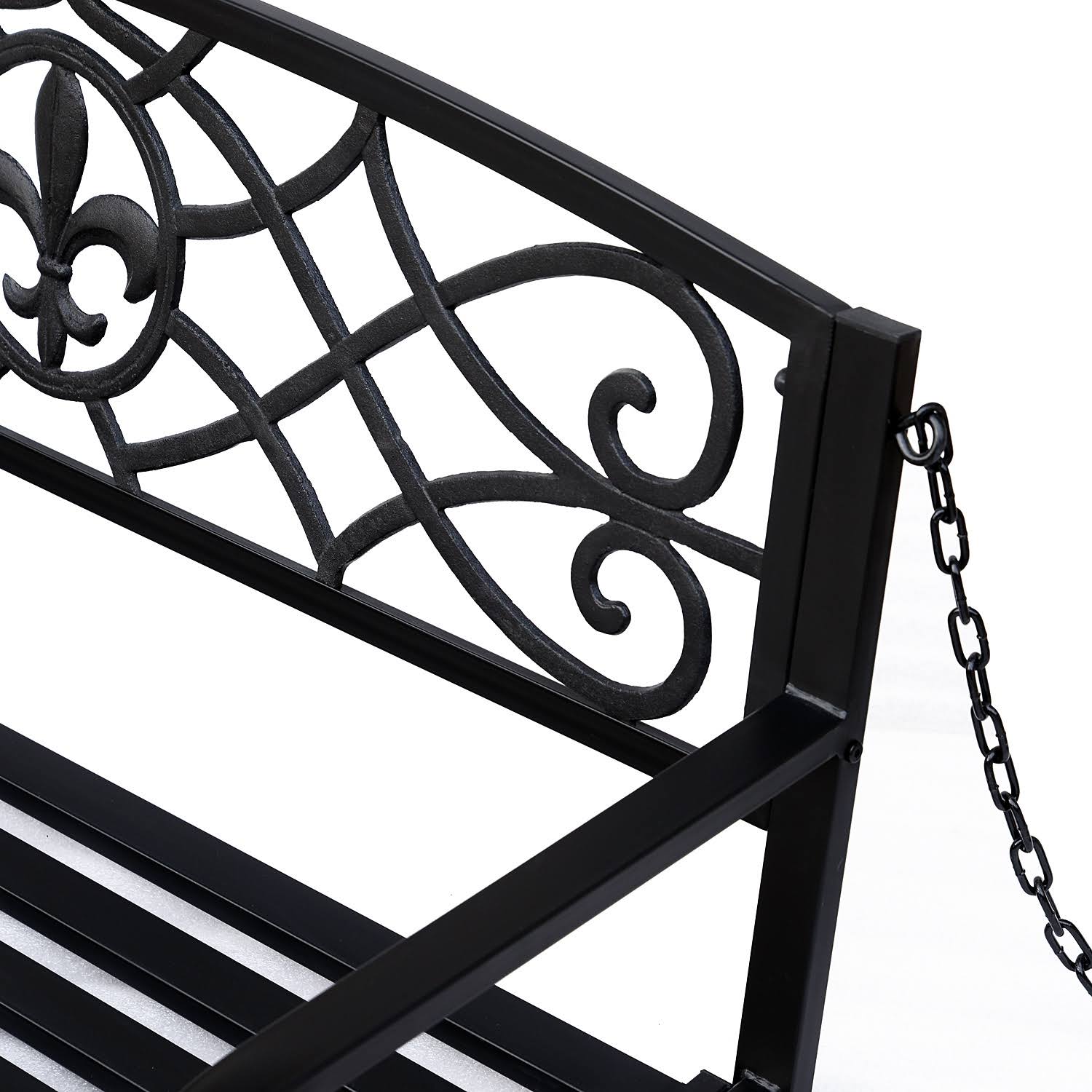 Outsunny Metal Porch Swing Chair Seat with Fleur-de-lis Decor, Steel