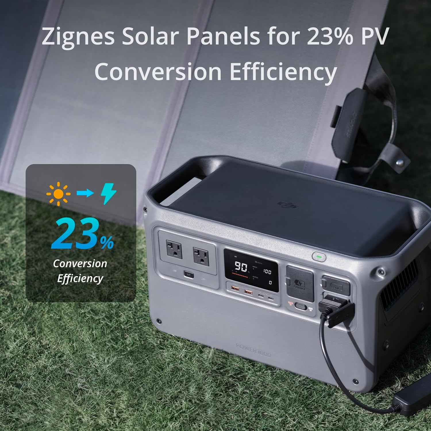 DJI Power 1000 Portable Power Station, 1024Wh Solar Generator with 1x 100W Solar Panel, 4000-Cycle-Life LFP(LiFePO4) Cell, 70-Minute Fast Charging, 2200W Stable Output,Solar Generator for Home Backup