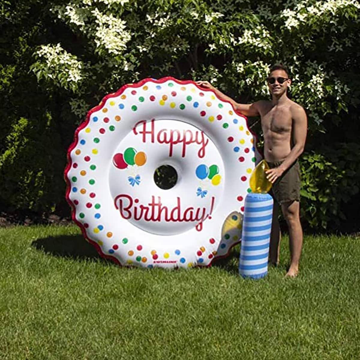Swimline LED Birthday Cake Inflatable Pool Island