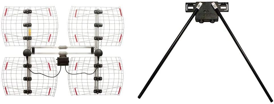 Antennas Direct 8-Element Bowtie TV Antenna, 70 Miles Range, Multi-directional, Indoor, Attic, Outdoor Applications, Special Bracket to Turn Both Panels, All-Weather Mounting Hardware, Adjustable Mast Clamp, 4K Ready, Silver - DB8e - DB8-E