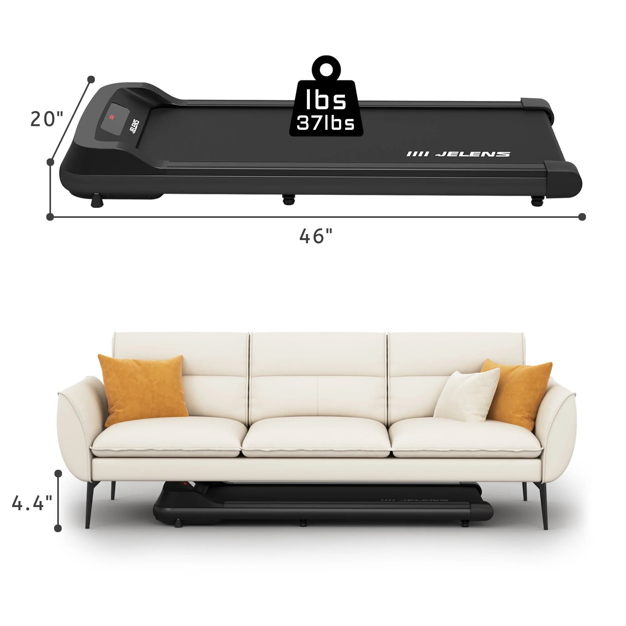JELENS Walking Pad 2 in 1 Treadmill for Walking and Jogging, Under Desk Treadmill for Home Office, Portable Walking Pad Free Installation with Remote Control