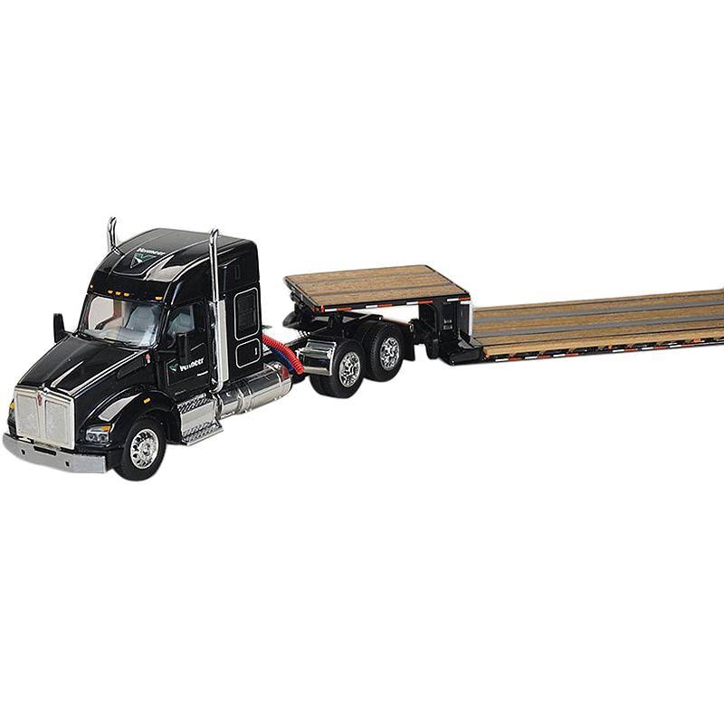 Kenworth T880 Tractor Truck Vermeer Black with Lowboy Trailer 1:64 Diecast Model - SpecCast - VMR001