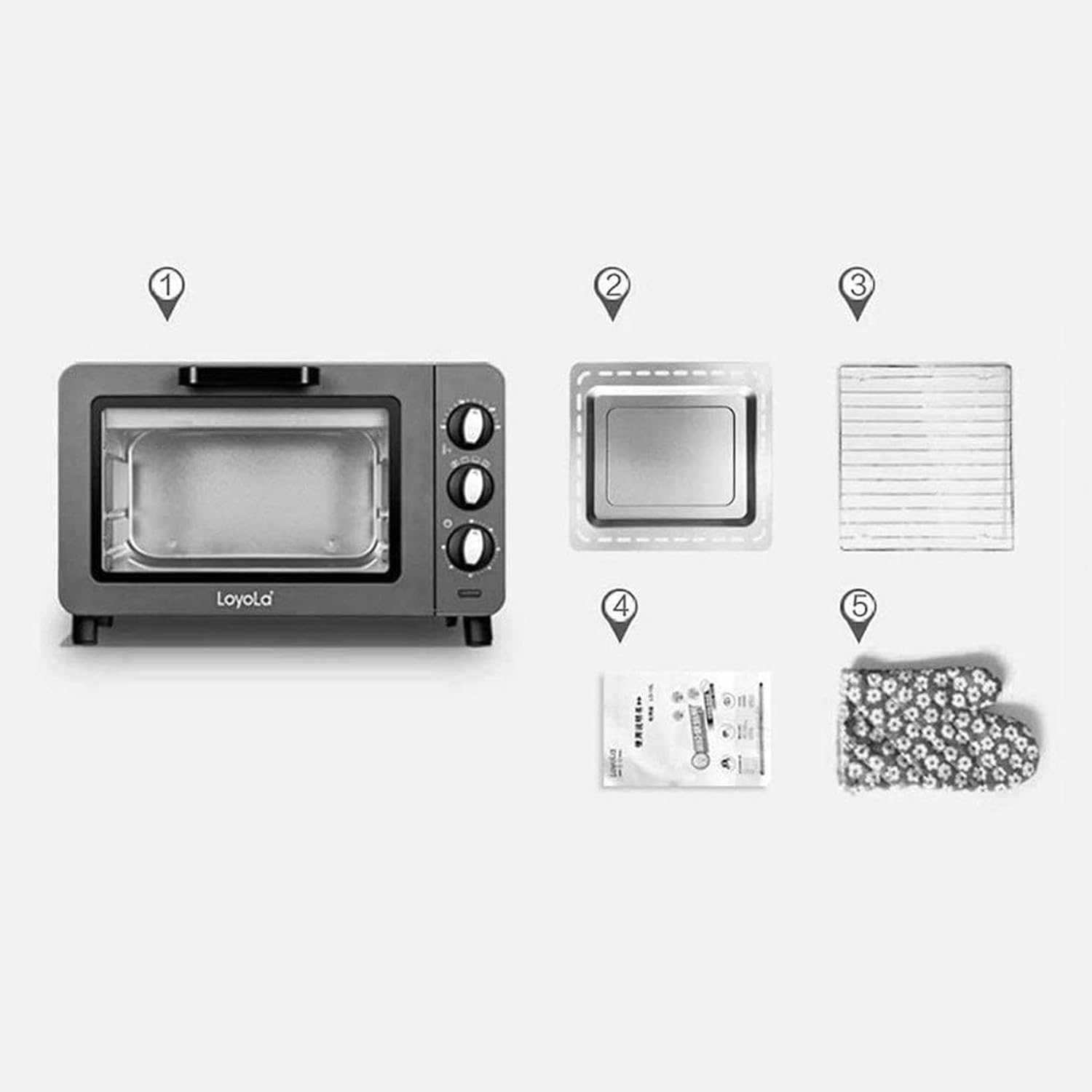 Countertop Convection Toaster Oven Roasting Oven and Removable Crumb Tray, 15L Oven Toaster Mini Ovens (Black)
