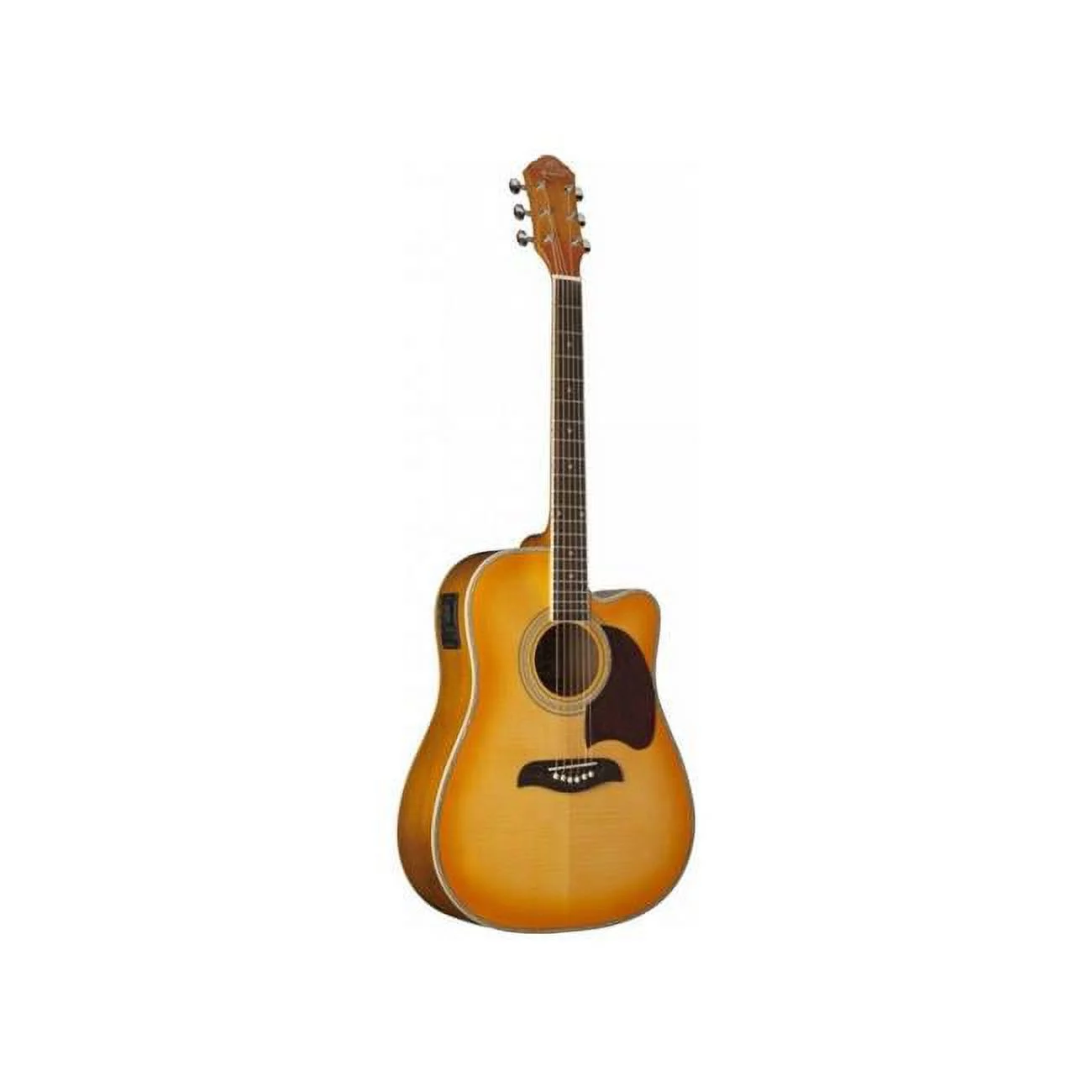 Oscar Schmidt  Dreadnought Acoustic Electric Guitar Flame, Yellow Sunburst - Curated Treasures Market