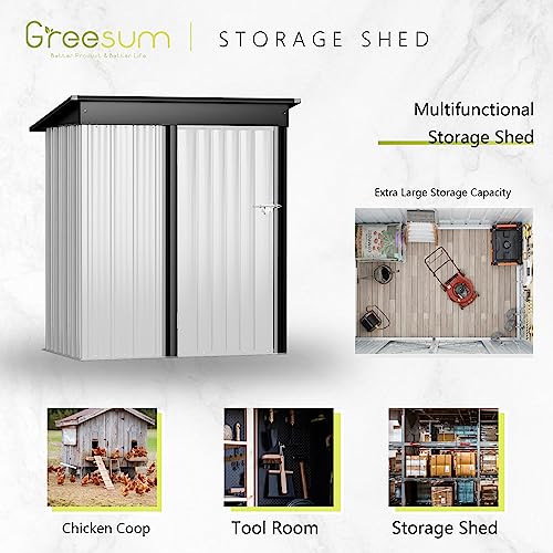 Greesum Outdoor Storage Shed 6 x 8 ft. Utility Tool Shed Metal Storage Garden Shed with Door & Lock for Patio Storage, Brown