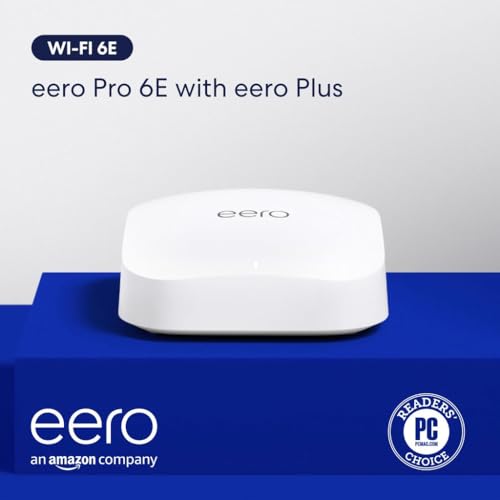 Amazon eero Pro 6E mesh wifi system - Supports internet plans up to 2.5 Gbps, Coverage up to 4,000 sq. ft., Connect 100+ devices, 2-pack