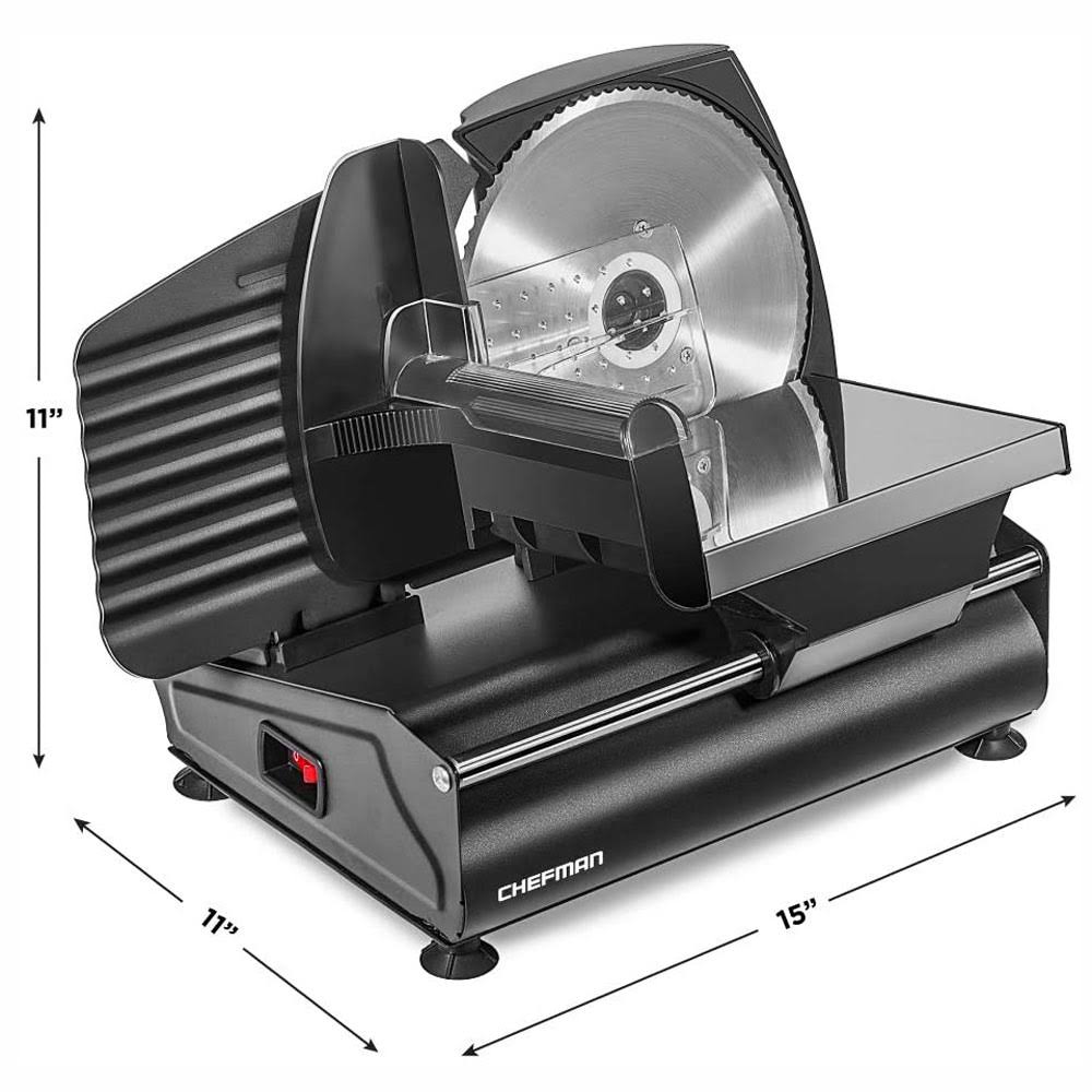 Chefman Die-Cast Electric Deli Food Slicer Serrated Stainless Steel Blade Black