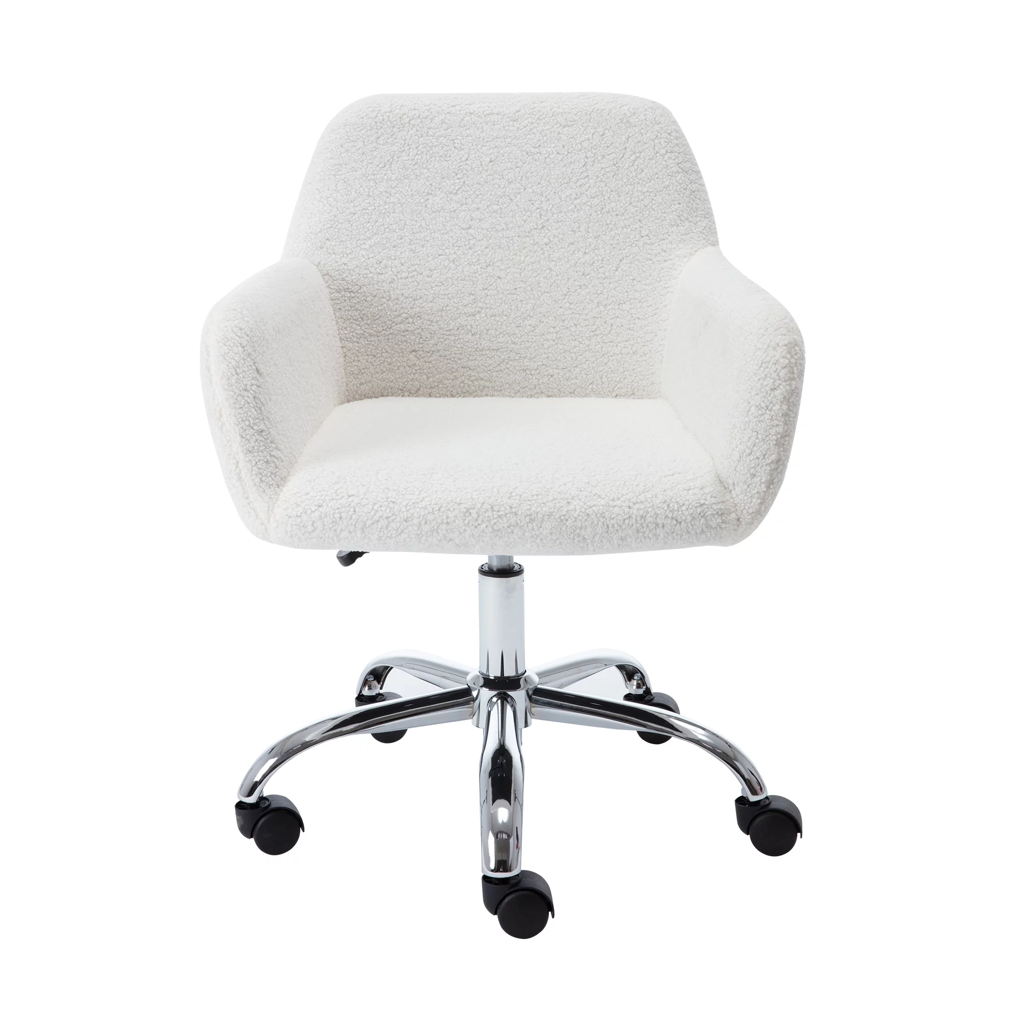 Tomshine Rustic Sherpa Office Chair, Ivory