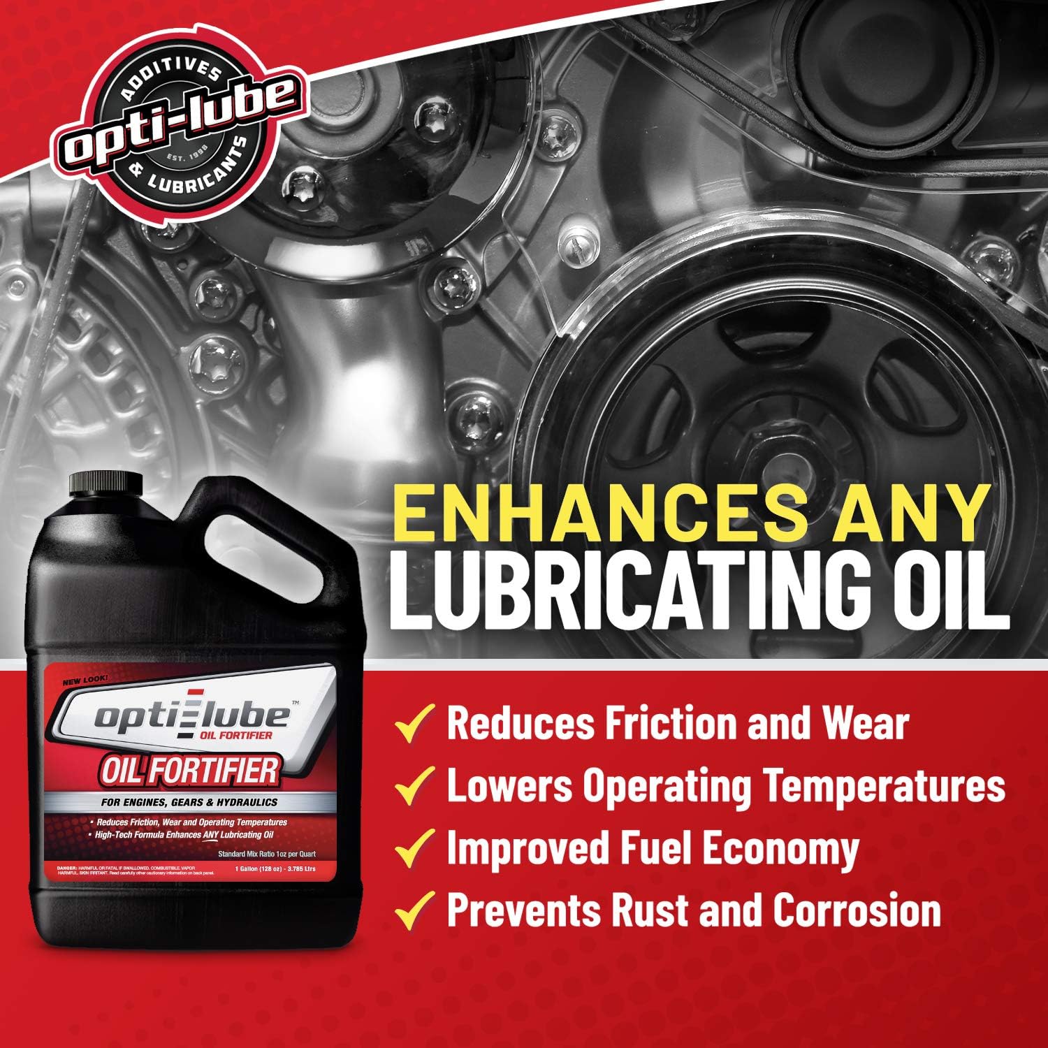 Opti-LUBE ZDDP Oil Fortifier: 1 Gallon Without Accessories, Treats up to 128 Quarts of Oil