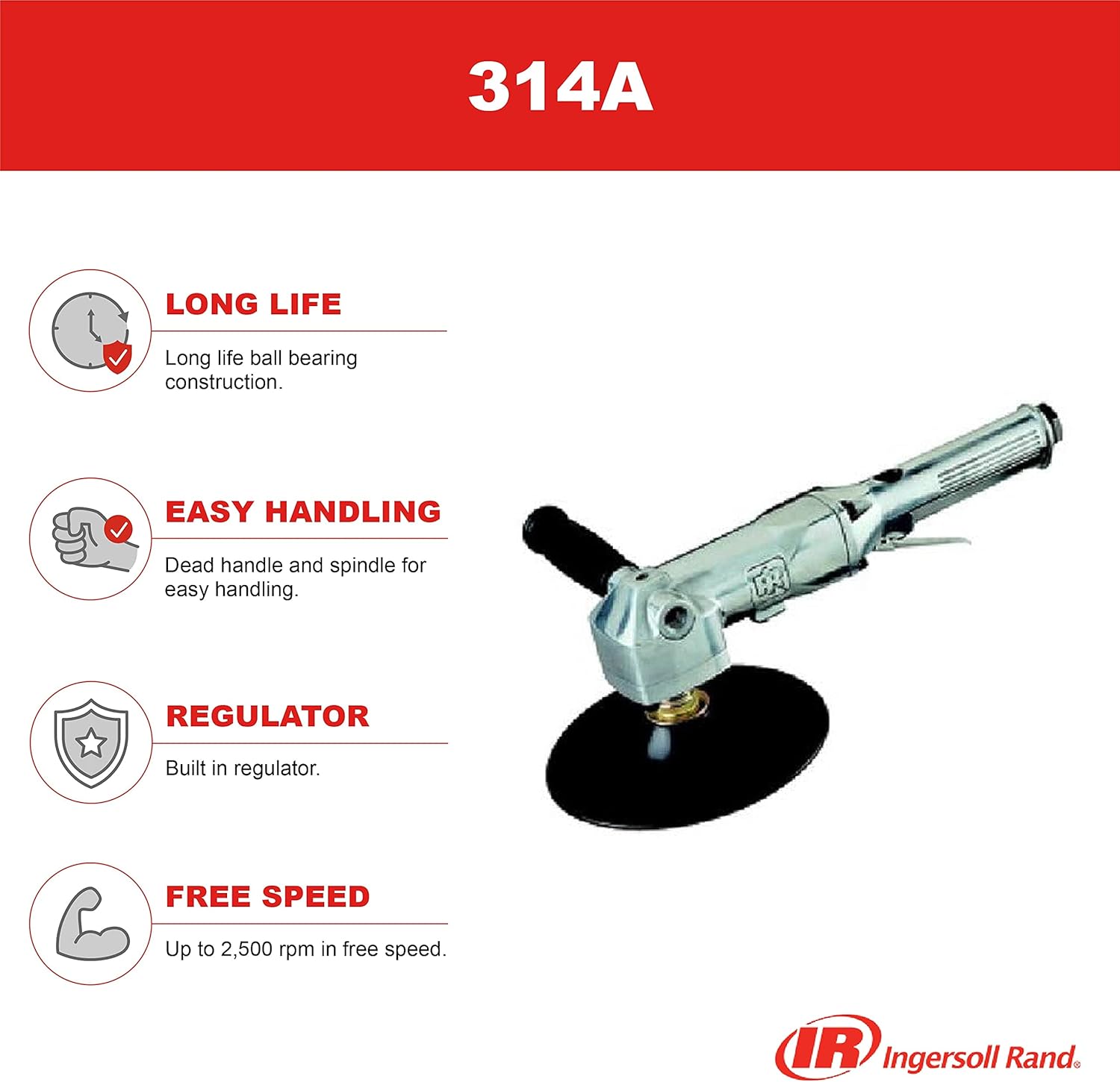 Ingersoll Rand 311A 6” Orbital Air Dual-Action Quiet Sander, Heavy Duty, 10,000 RPM, Low Vibration, Swivel Free Finish, Adjustable Built-In Regulator Pack of 2