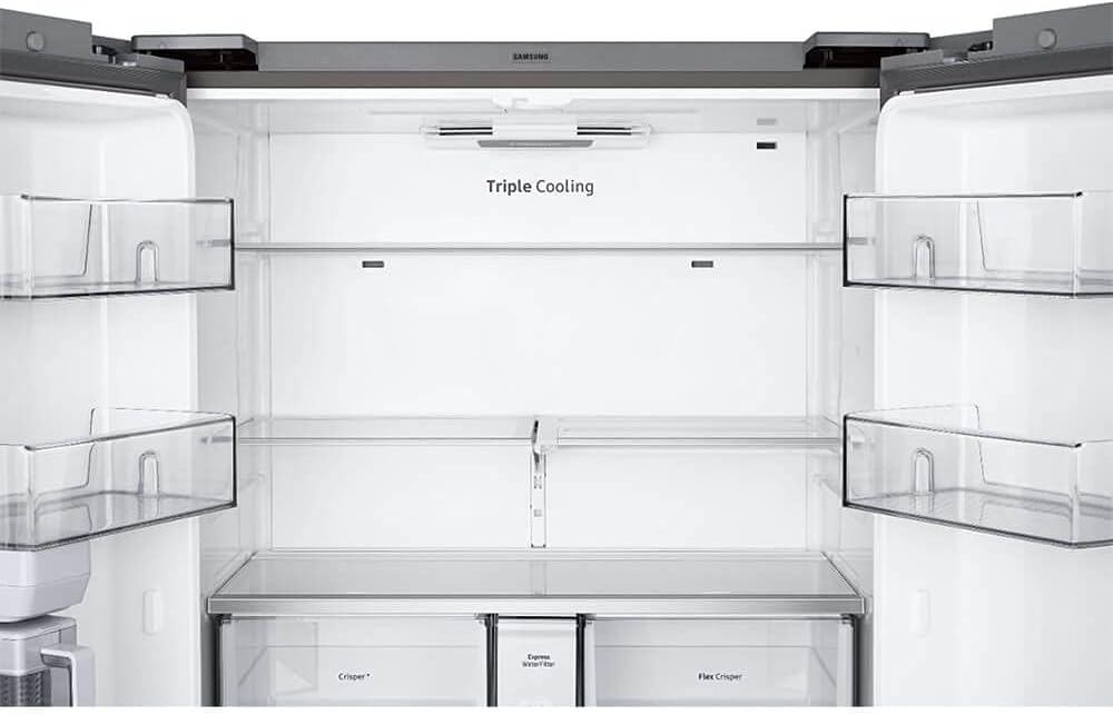 SAMSUNG 23 Cu Ft Smart Counter Depth 4-Door Flex Refrigerator w/ AutoFill Water Pitcher, Dual Ice Maker, Energy Star Certified, RF23A9071SR/AA, Fingerprint Resistant Stainless Steel