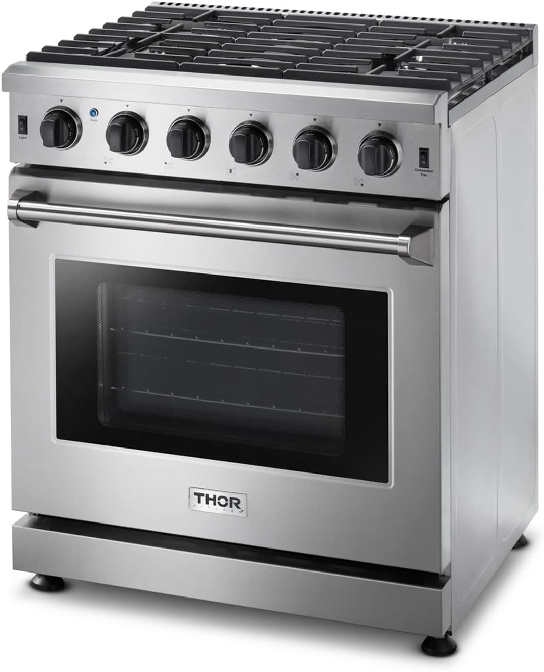 Thor 30 Inch Gas Range Stainless Steel with 5 Sealed Burners, 4.5 cu. ft. Oven, Free Standing Professional Range with Storage Drawer, Cast Iron Grate,LRG3001U