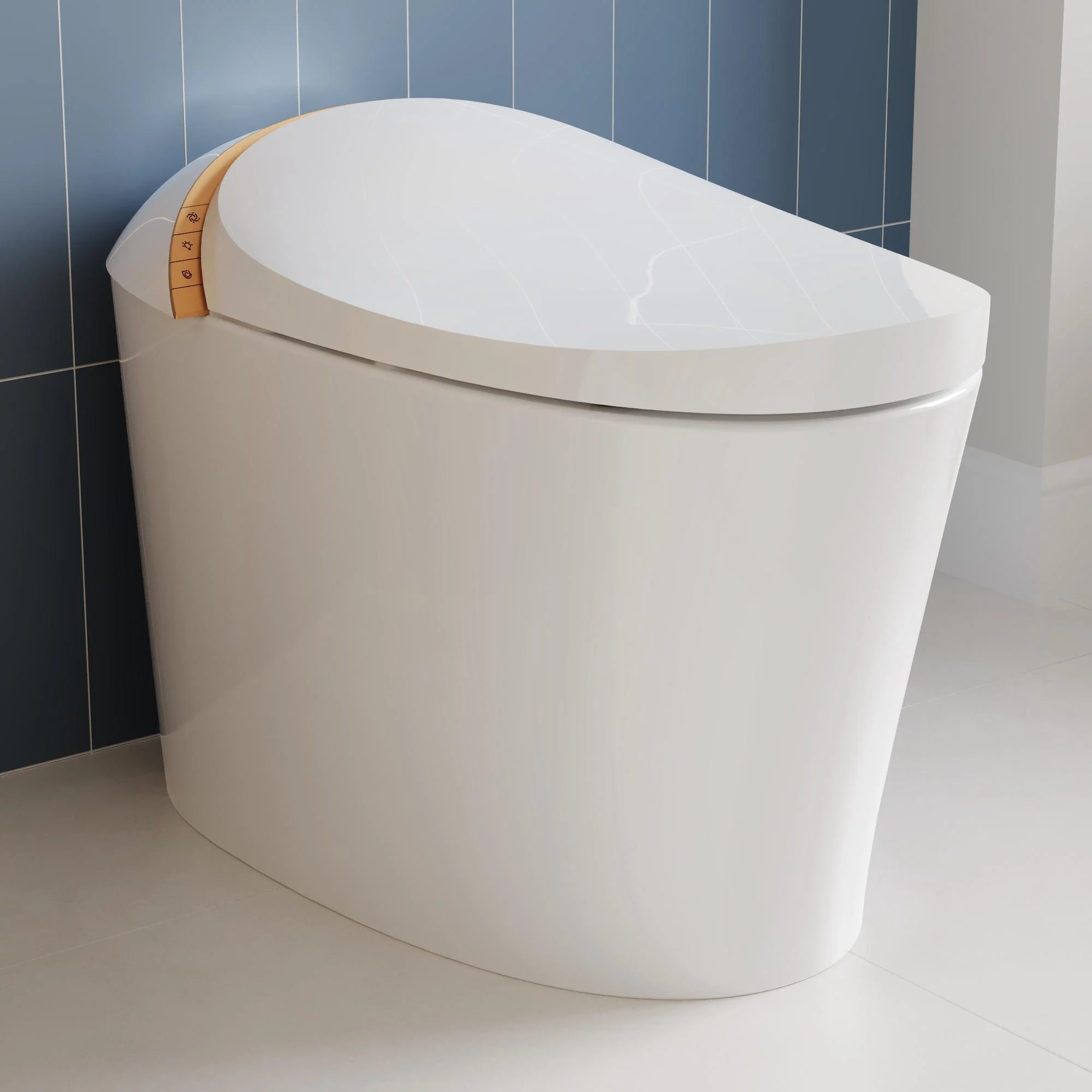 Tankless Elongated Smart Toilet 1.1/1.45 GPF in White with Auto Flush & Foot Sensor Flushing, Heated Seat, Night Light - Curated Treasures Market