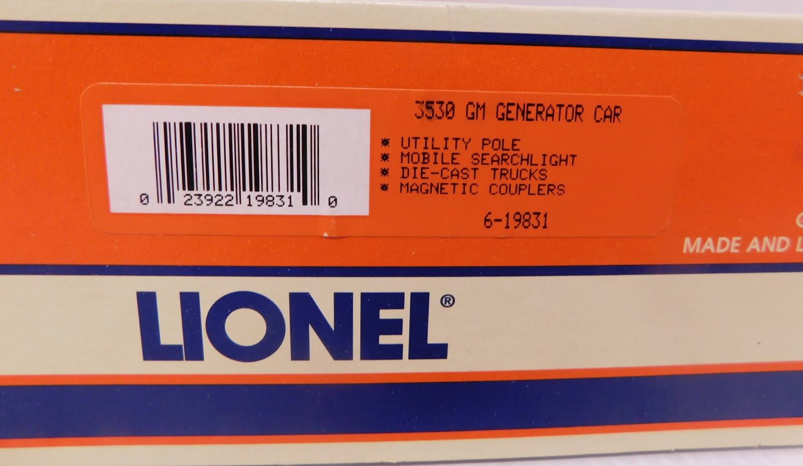 Lionel 6-19831 3530 GM Generator Car w/Box