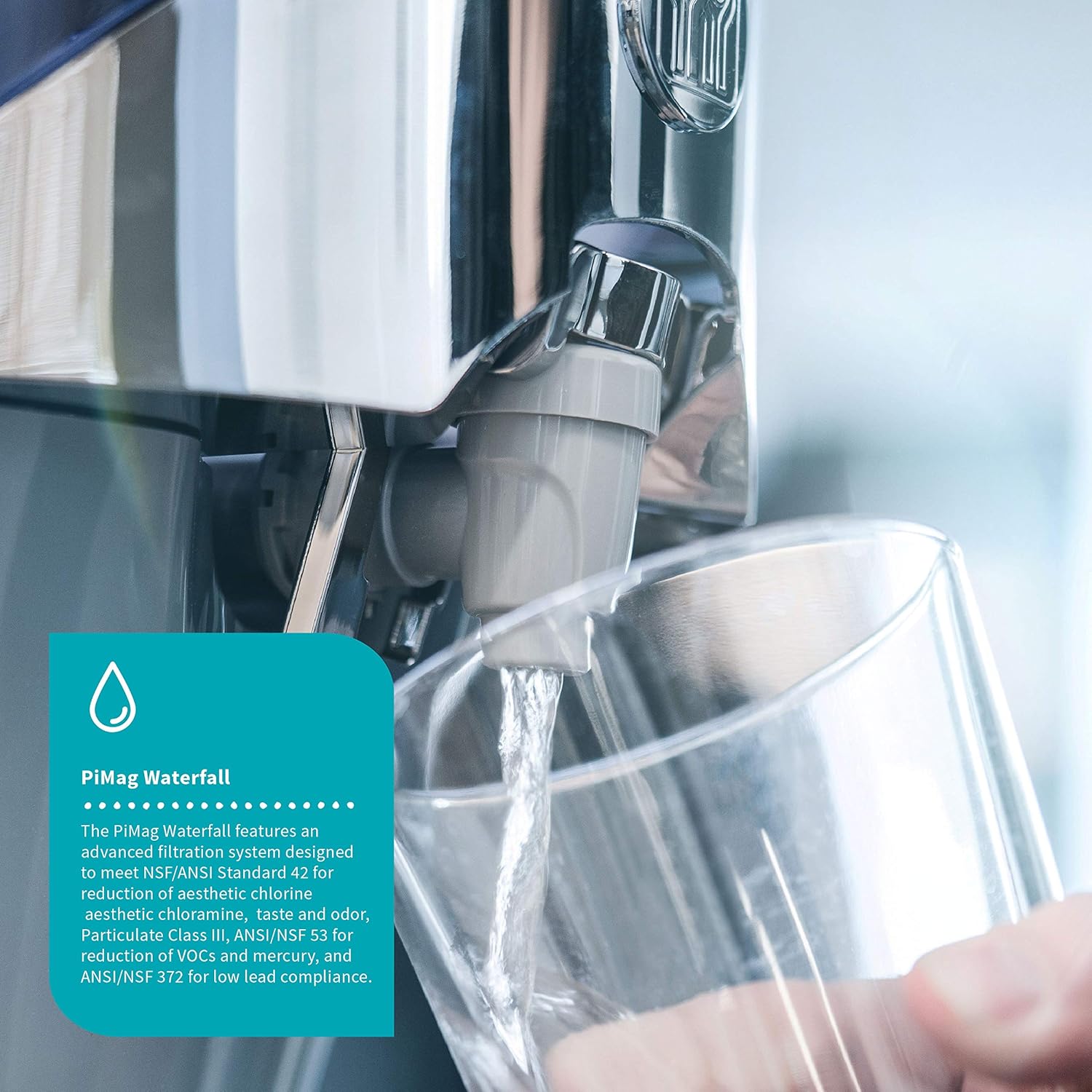 Nikken PiMag Waterfall® System 13681 Water Filter Purifier System - Advanced Water Technology - Provides Alkaline Water - Removes Impurities and Contaminants - for Countertop