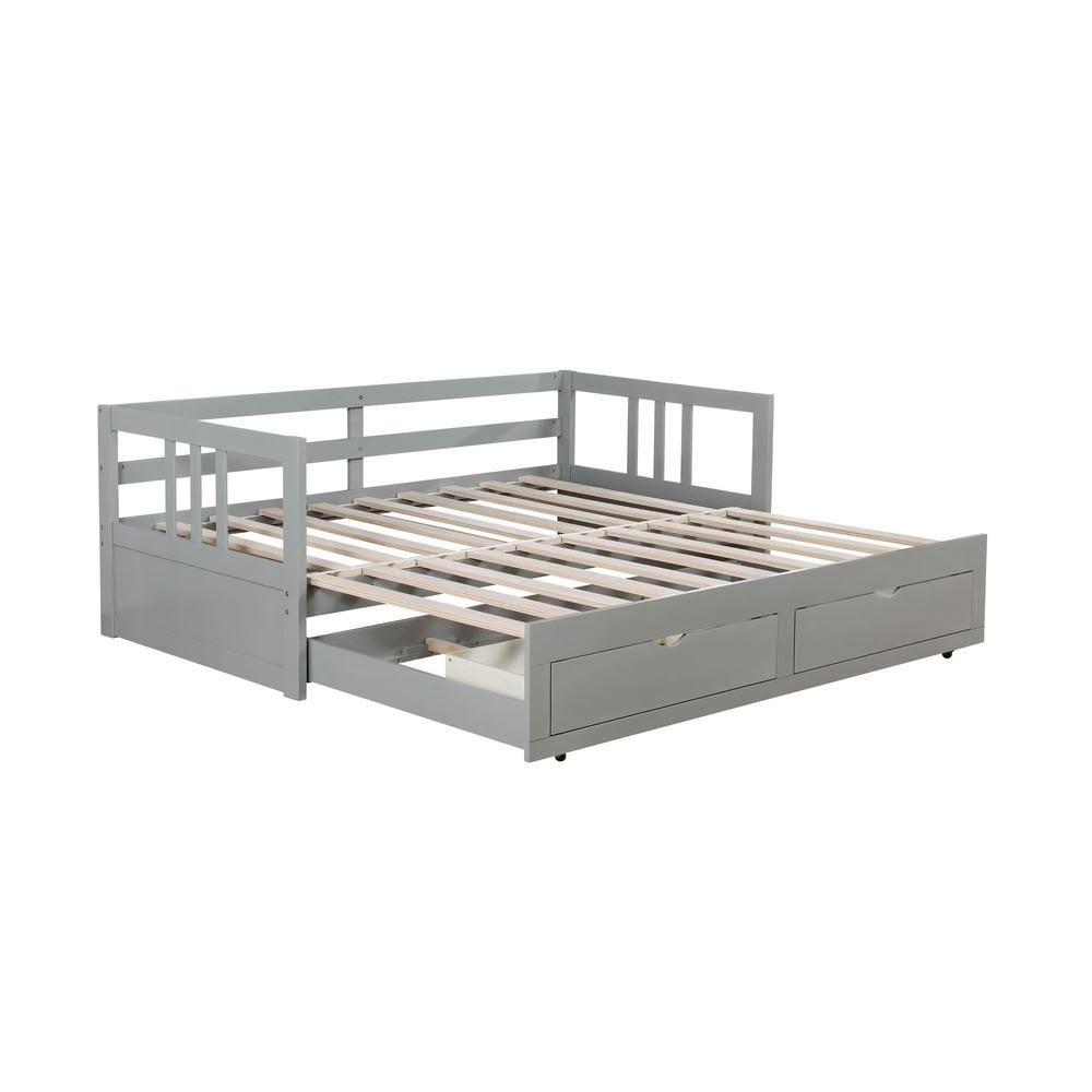 Furniture of America Kerry Convertible Gray Twin Daybed with Drawers