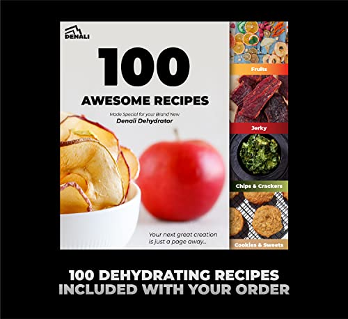 The BEAST by Denali | 8 Layer Stainless Steel Food Dehydrator | 100 Recipes & Full Instructions | Jerky, Fruit Leather, Veggies | Silver, LED Touch, Timer & Low-Noise Fan | Denali is a USA Company